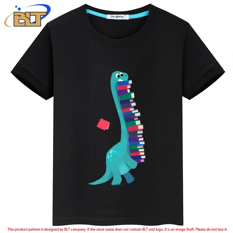 

BOOK DINOSAURS Kids T-Shirt summer children's short-sleeved casual tops for boys and girls