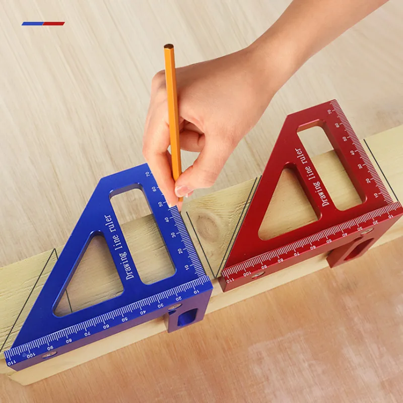 1pc Carpenter Square, Woodworking Square Protractor, Aluminum Miter Triangle Ruler, 3D Multi Angle 45/90 Degree Layout Measuring