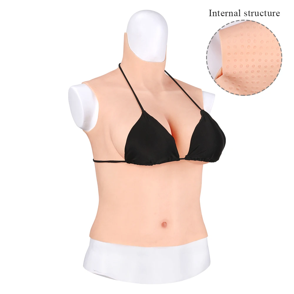 CYOMI 6G Crossdressing Fake Boobs New Upgrade CD Cup Silicone Half Bodysuit Breast Forms for Drag Queen To Prevent Sweating