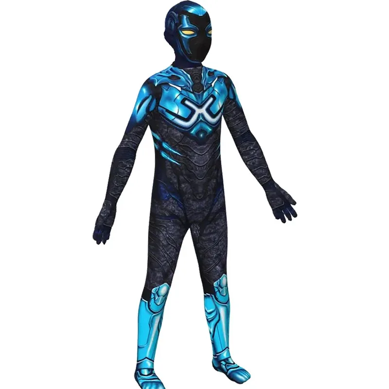 Disfraz de escarabajo azul para hombre y niño, disfraz de superhéroe de Anime, mono para niños, traje con máscara, ropa de Carnaval de Halloween para disfraz