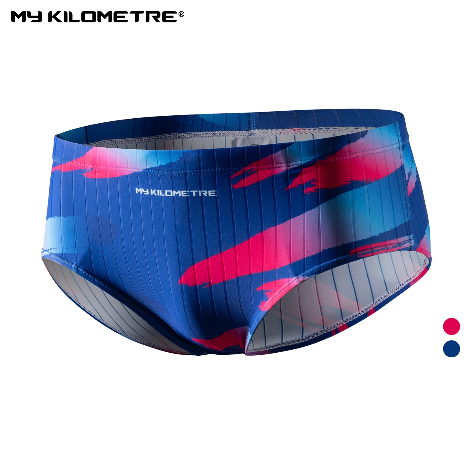 MY KILOMETRE Herren Schwimmslip Ployester Print mit verstellbarem Kordelzug Badegäste der Männer Trainings-Wettkampf-Badehose Racing-Schwimm-Slips