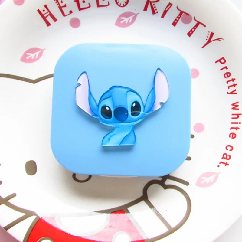 Disney Stitch Contact Lens Case Container Girls Travel Holder Storage Eye Container with Mirror Cartoon Beauty Eye Box Care Box