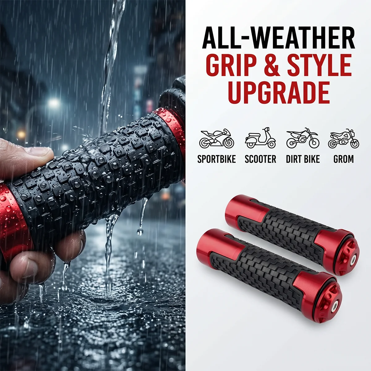 1Pair CNC Aluminum Rubber Handlebar Grips Anti Slip Bar End Caps Fit 22mm Scooter Dirt Sport Bike Motorcycle Mod Parts Gadget