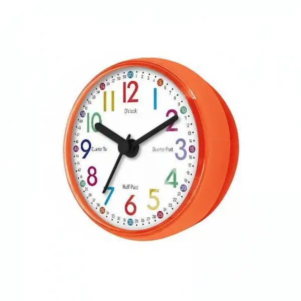 5xWall Clock Timepiece Early Education Waterproof Easy to see Home Decor for Kids, Kitchen, Refrigerator, Shower Orange Study