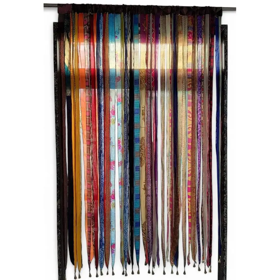 

Old Silk Sari Multicolor Ribbon Doorway Curtain Hippie Bohemian Room Divider LightFiltering Boho Curtains Rod Pocket Window Drap