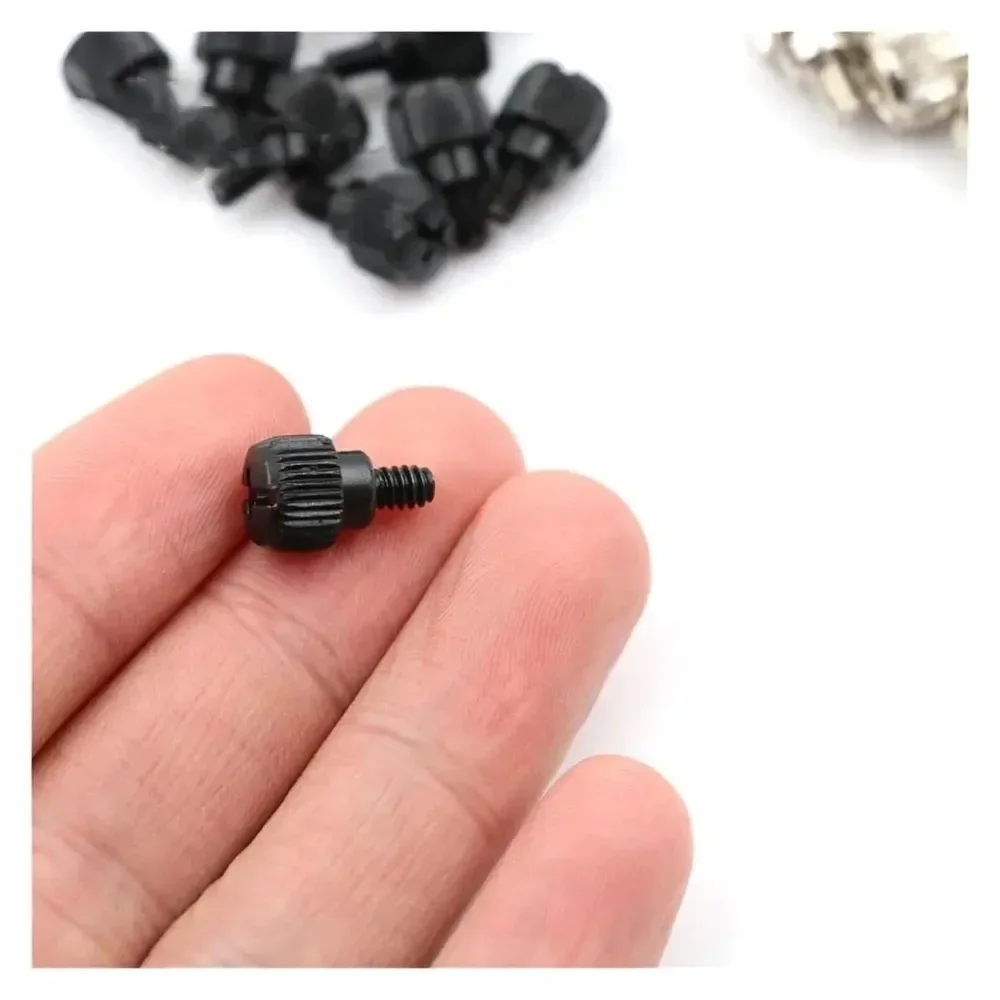 جيد 10 قطعة 14x9 مللي متر حالة الكمبيوتر الإبهام مسامير أسود/النيكل يدويا تشديد المقبس رئيس أداة جديد