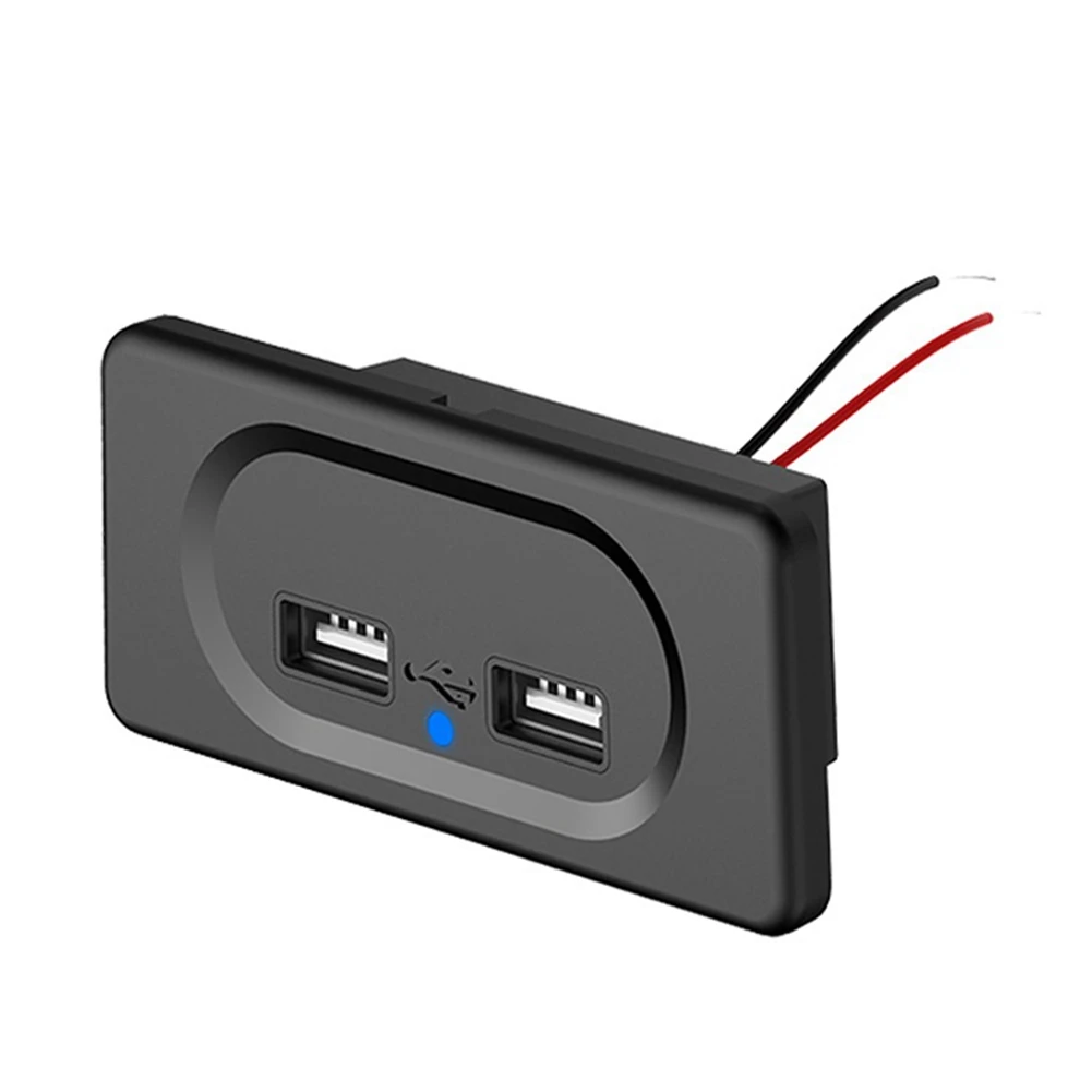 Enchufe de cargador de coche USB Dual, adaptador de corriente de luz LED, 4.8A, 12V, 24V, para motocicleta, camión, ATV, barco, RV, autobús