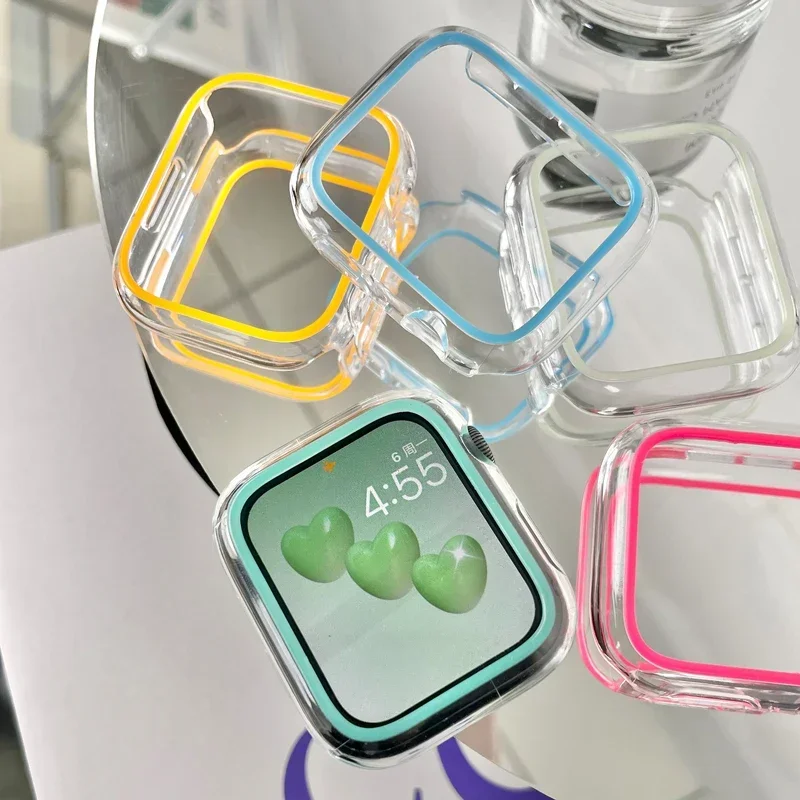 Luminous สําหรับ Apple Watch Case 45 มม.41 มม.38 มม.42 มม.40 มม.44 มม.Hard PC กันชนกรอบป้องกัน iWatch 7 6 5 4 3 SE Accessorie