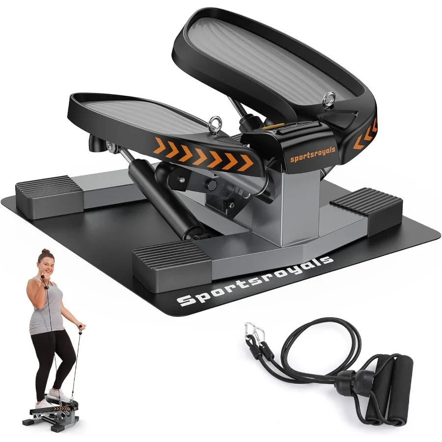 Escalera StepperTwist/Mini Stepper para hacer ejercicio en casa, máquina de pasos con bandas de resistencia para entrenamiento de cuerpo completo, 350 libras + capacidad