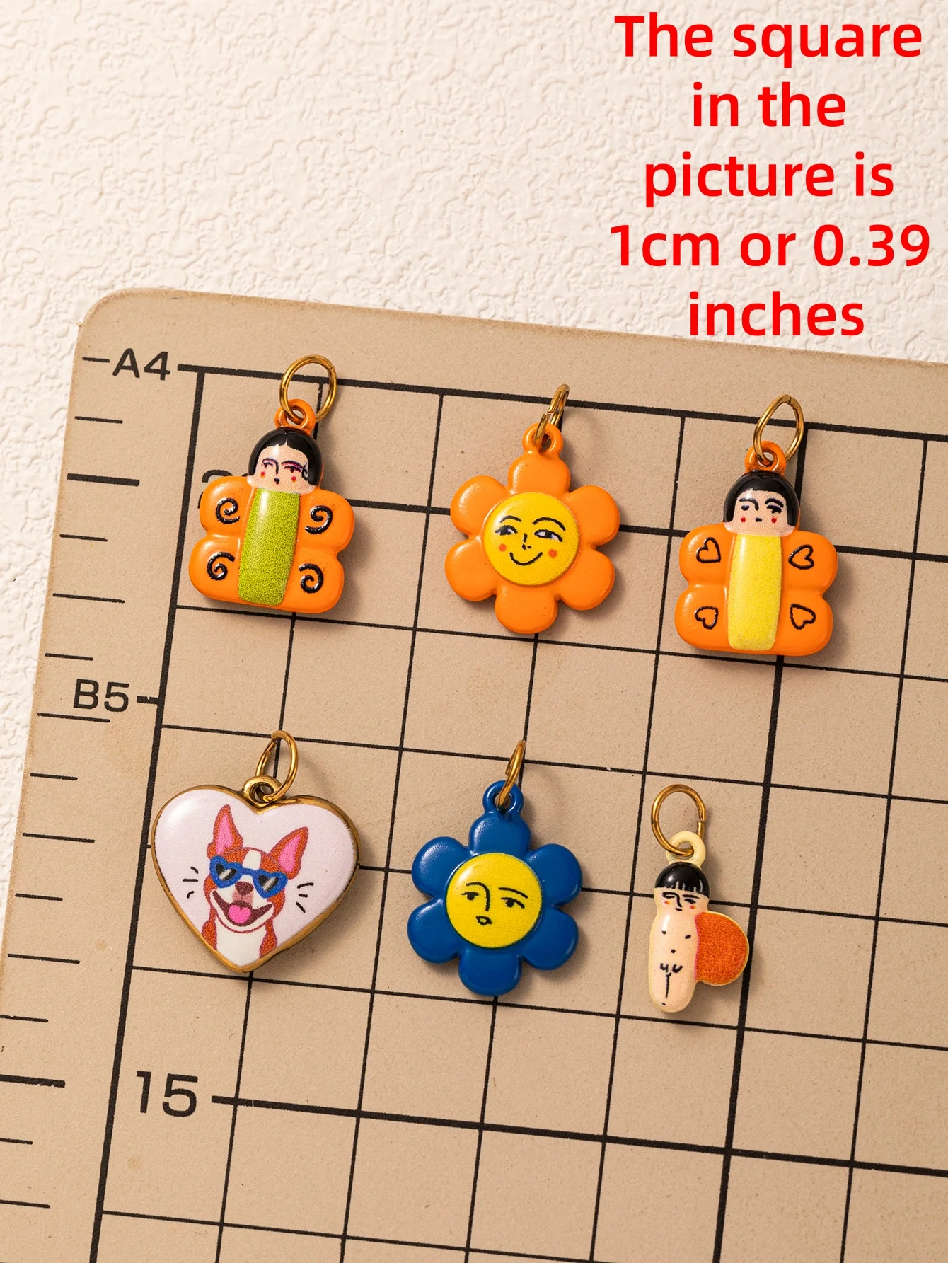 Edelstahl Niedliche Heilende Beliebte Sonnenblumen-Mädchen-Sonnenbrille Welpen-DIY-Anhänger für Schmuck – Detail 1