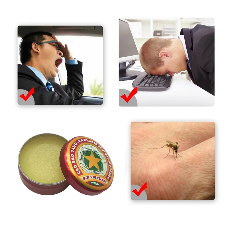 3/5/10Pcs Original Vietnam Golden Star Mint Cooling Oil Tiger Balm Treat Headache Dizziness Cream Mosquito Bites Itching Plaster