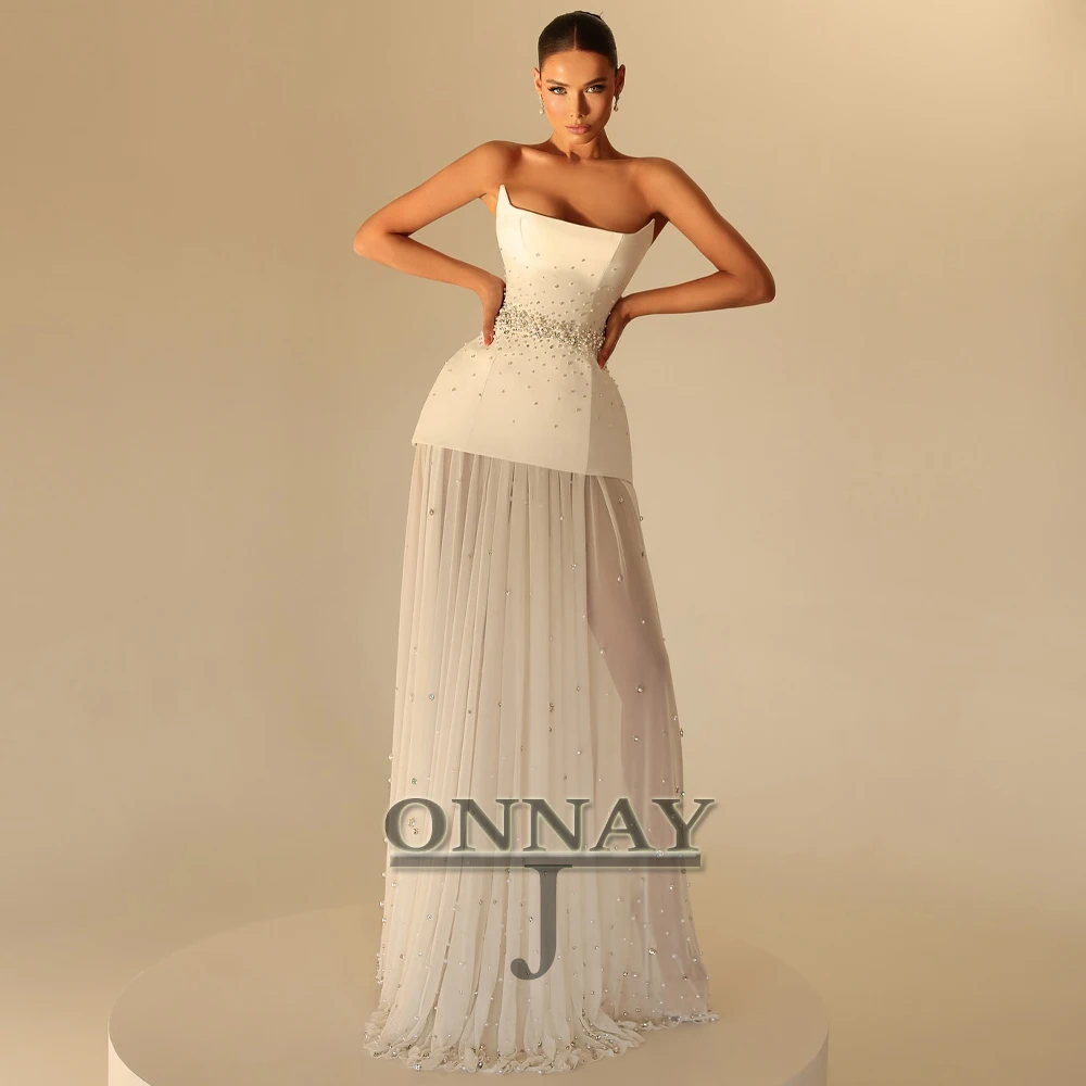 

Customized Charming Pearls Graduation Dresses Strapless Pleating for Women Kuwait Dubai Robes De Soiree Bespoke Special Occasion