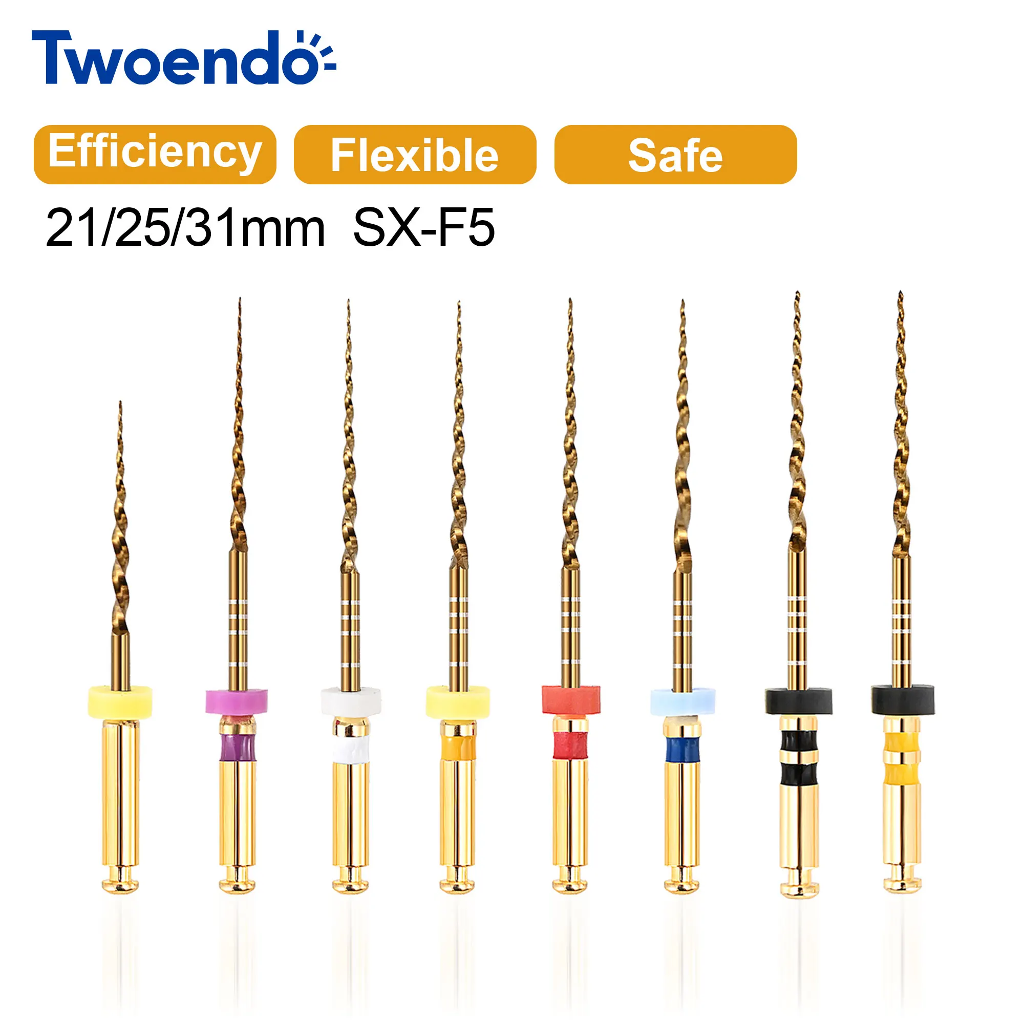 6pcs/Box Dental Heat Activated Canal Root File Pro-Taper Gold Flexible Endo Rotary Files Dentistry Endodontic Toolsry Tools 25mm