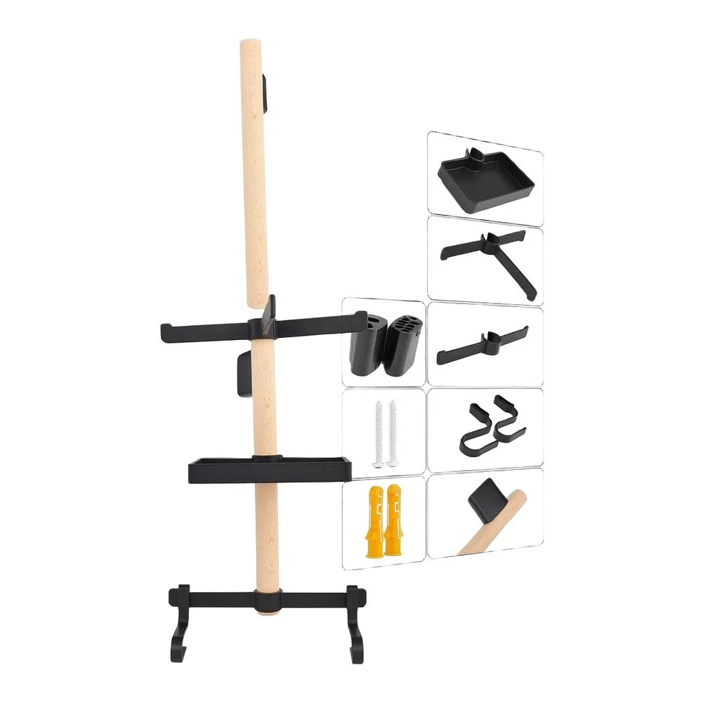 Bike Gear Rack Silent Edition/Screw Style Beech Wood Nylon No-drill All-in-One Wall-Mounted Storage Hanging Bag view 3