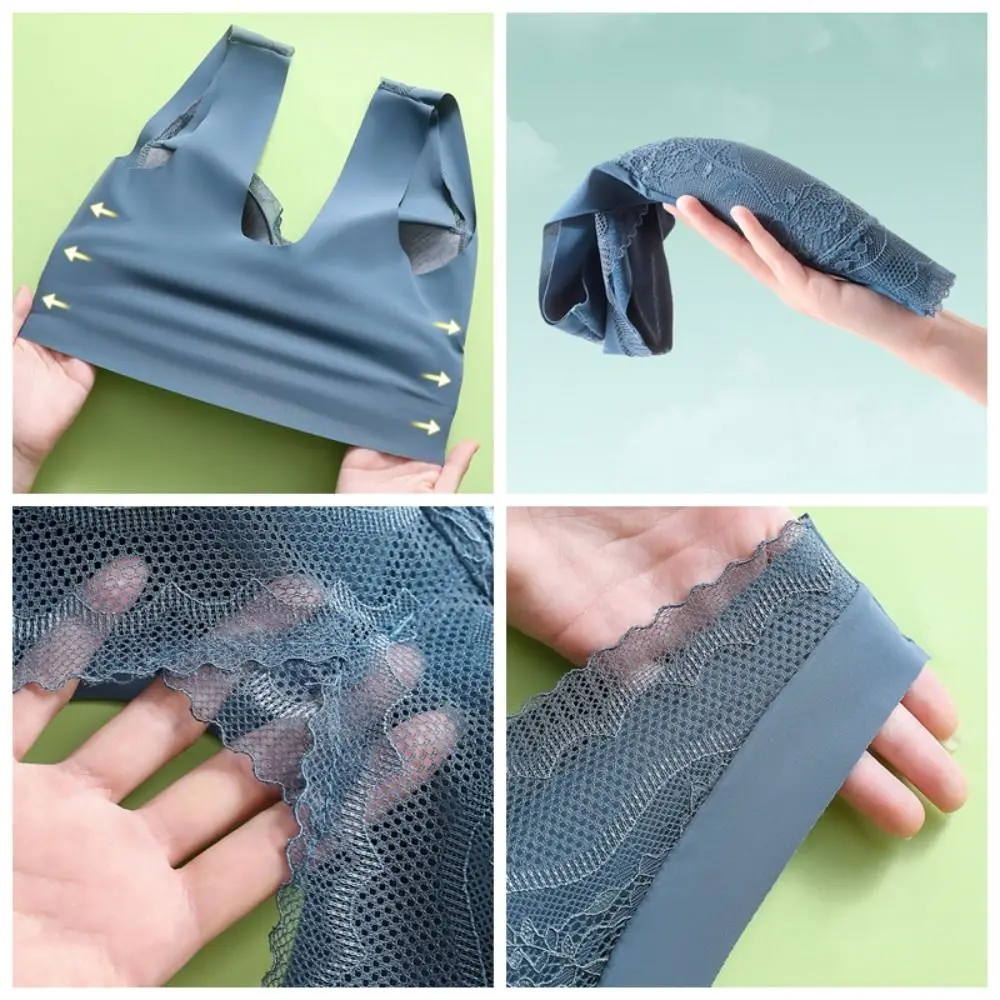 حمالات صدر عصرية من الدانتيل على شكل زهرة شبكية عميقة على شكل حرف V مقاومة للصدمات حمالة صدر بدون خياطة للنساء صدر مجمعة مقاس كبير حمالات صدر لاسلكية للسيدات