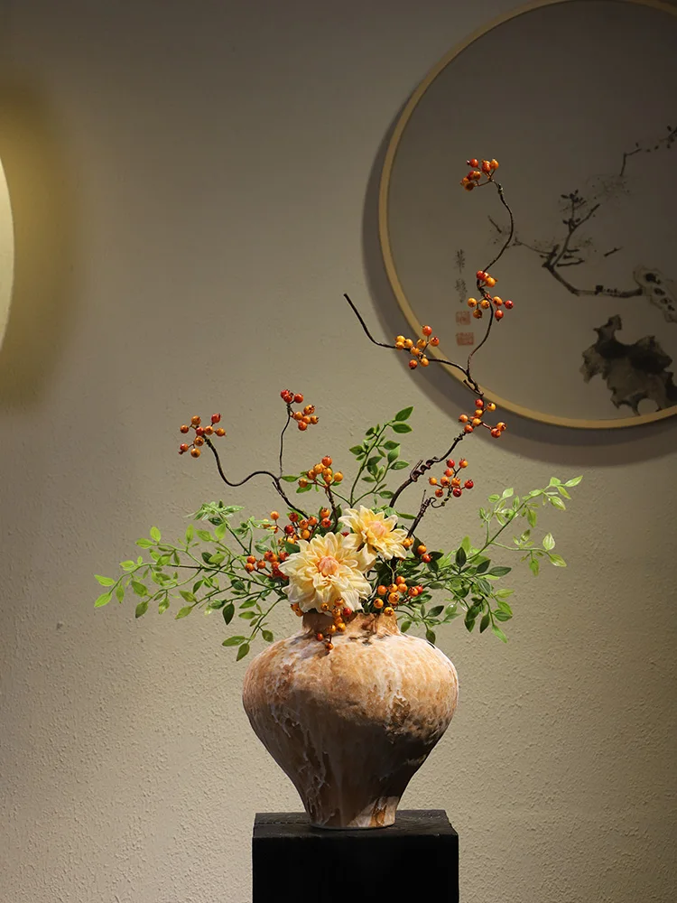

Ceramic Flower Vase Song Dynasty Aesthetic Zen Style Decorative Piece for Homestay Inns And Home Entrances High-End Design Re...
