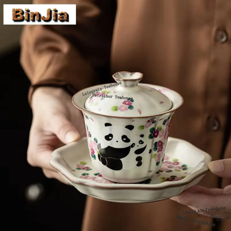 

120 мл Античная Ru печной фарфор Gaiwan китайская Милая панда санкai чаша для приготовления чая тюрен для женщин кафе teif коллекция