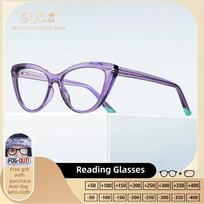 

SUSZ New Fashion White Butterfly Frame Anti Blue Light Reading Glasses Women Myopia Hyperopia Prescription Optical Eyeglasses
