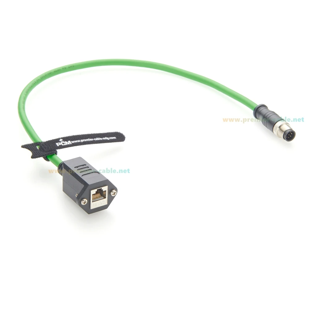 

Screw Panel Mount M12 8Pin A Code to RJ45 Cat6A Ethernet Cable IP67 10Gbps GigE Vision High Flex Cable for Industrial Camera