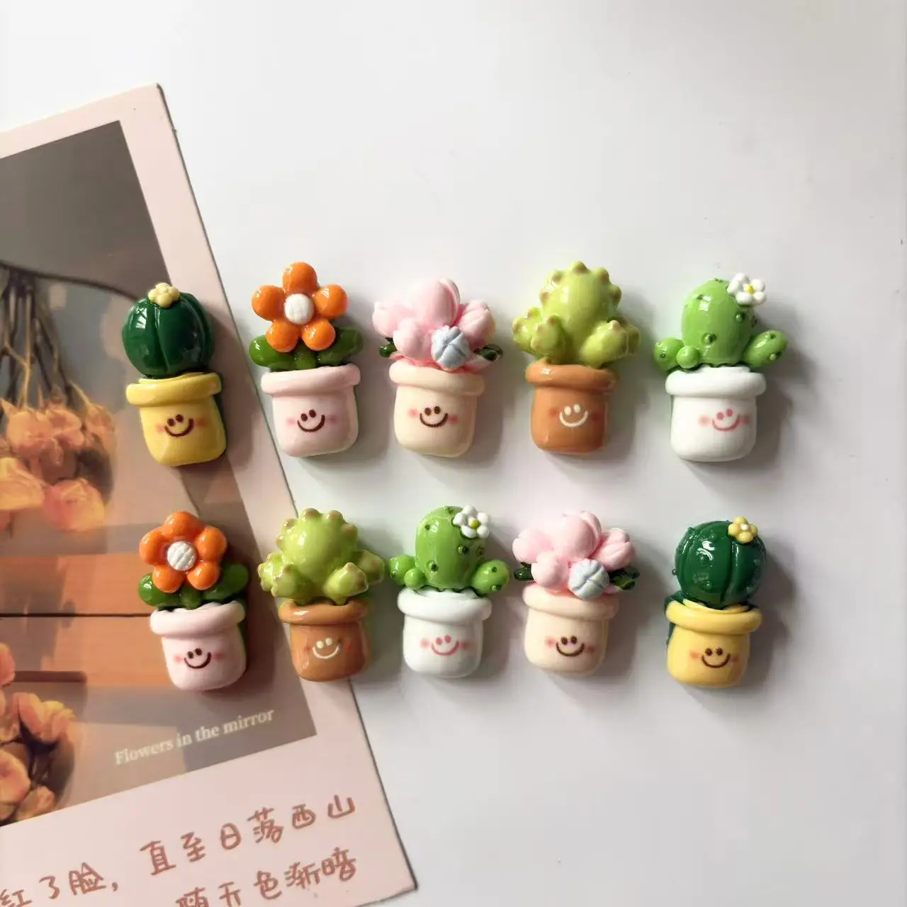 10Pcs Mini cactus fridge magnet, potted plant magnet, cute magnet