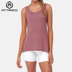 Attraco Women Camisole Tie Back Tank Top Sleeveless Sports Running Yoga Wear Scoop Neck Outdoor Sleep Top