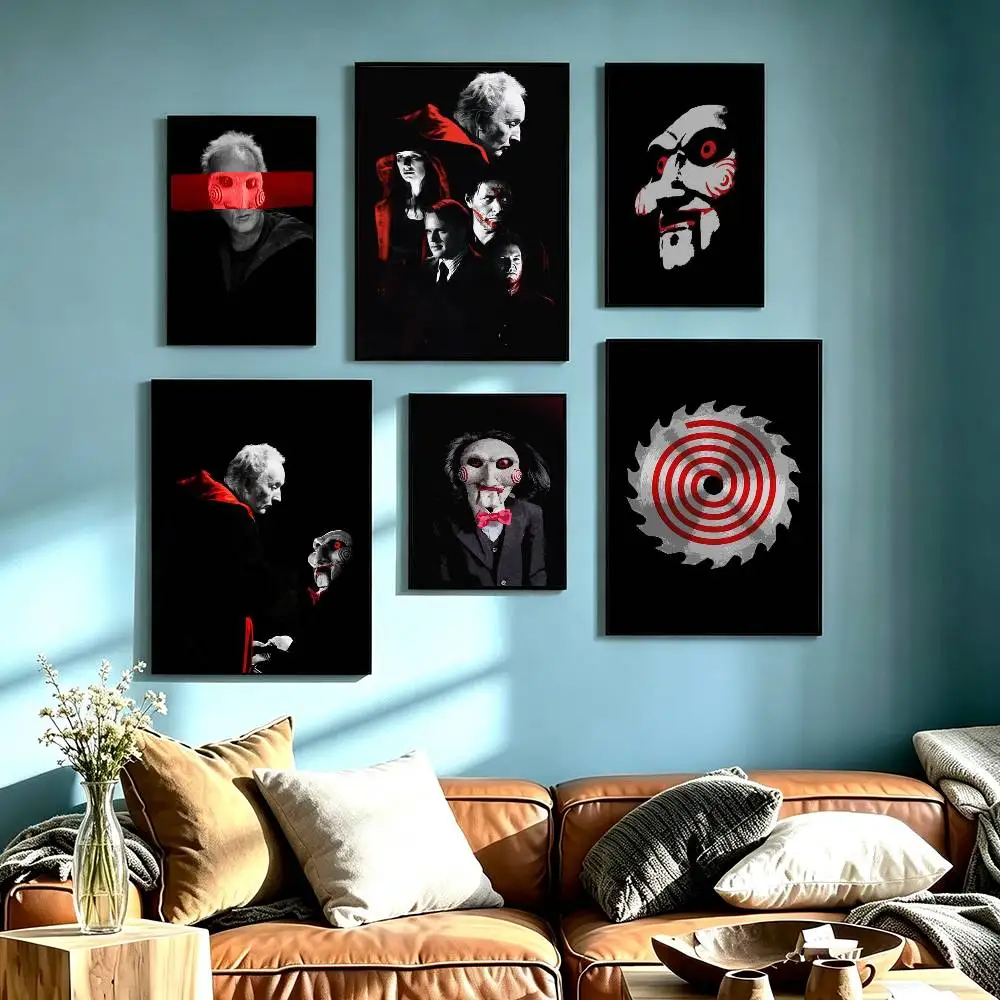 Hot Horror Movie S-Saw Poster High Quality Dorm Living Room Aesthetic Wall Decoration Painting Stickers Gift