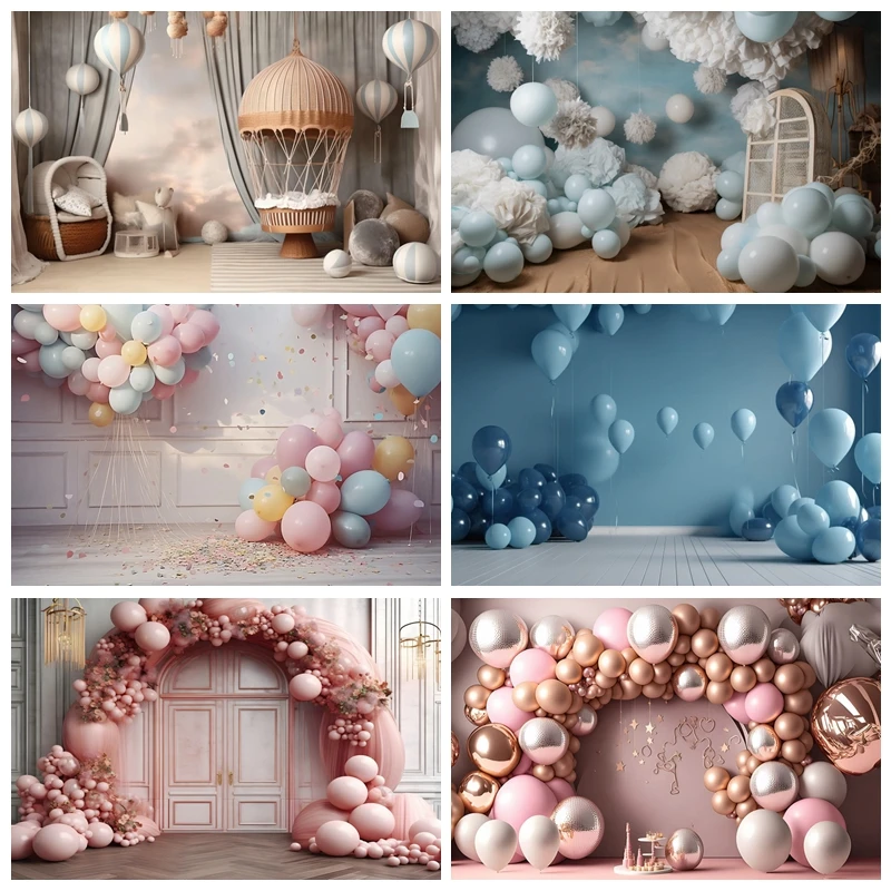 

Newborn Baby Shower Backdrop for Girl Boy Kids Birthday Party Cake Smash Boho Balloon Photography Background Photo Studio Props