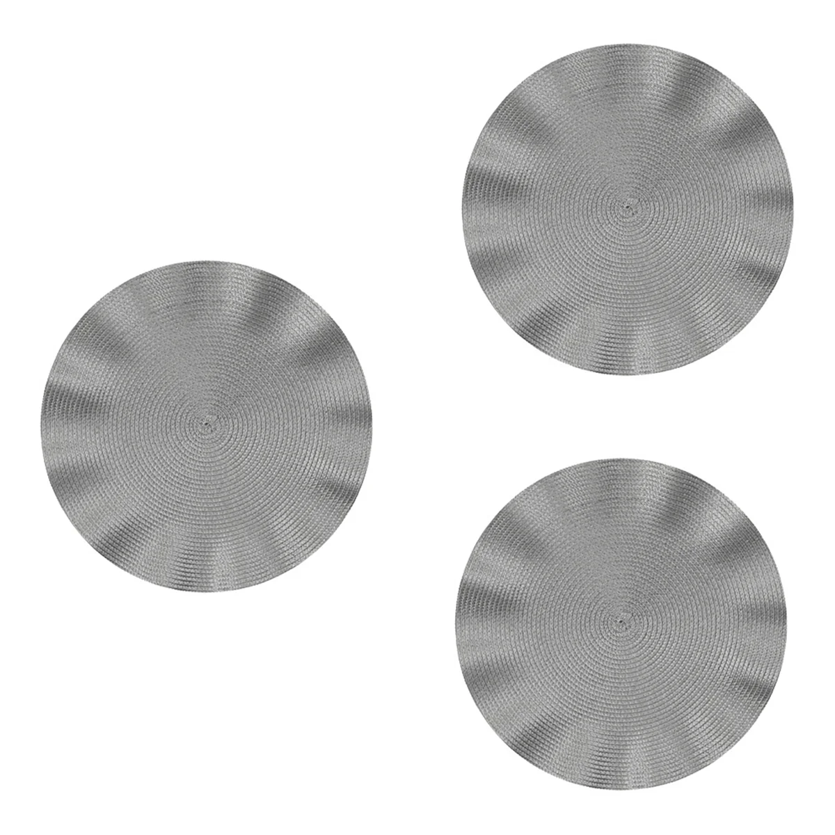 Wave Round Placemat, Round Anti-Scalding Mat, Dining Table Insulation Western-Style Placemat, Kitchen Table Mat,Silver