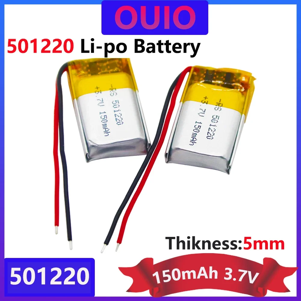 501220 3.7V 150mAh Polymer Lithium Rechargeable Battery for watch, Bluetooth headset, beauty instrument 051220