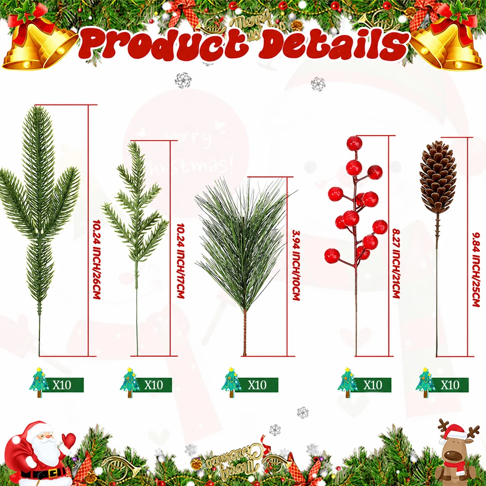 50 шт. искусственных сосновых  – обзор и цена Christmas Wreath Fake