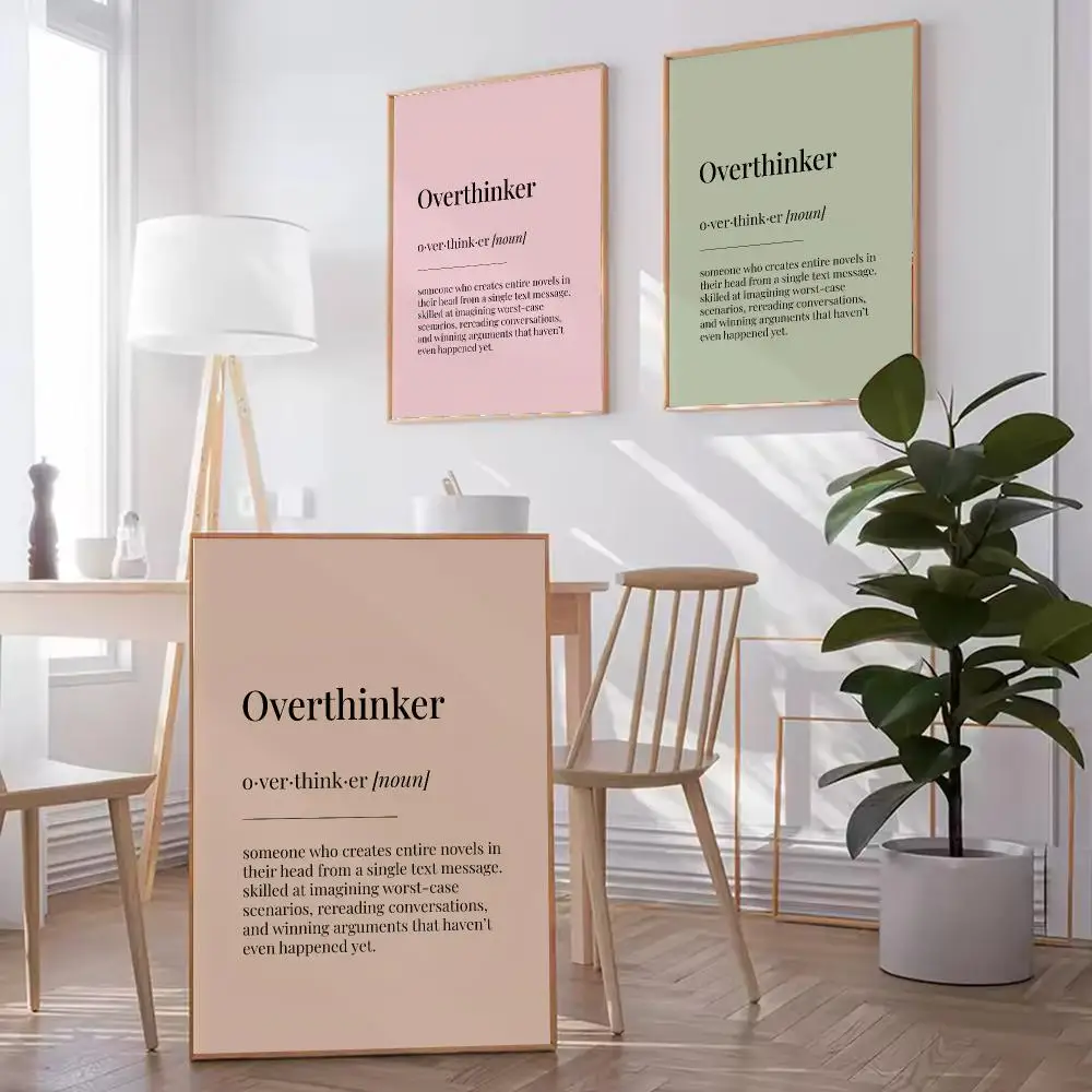 Funny Overthinker Definition HD Wall Art Poster Dictionary Typography Quote Home Office Bedroom Home Decor Gift