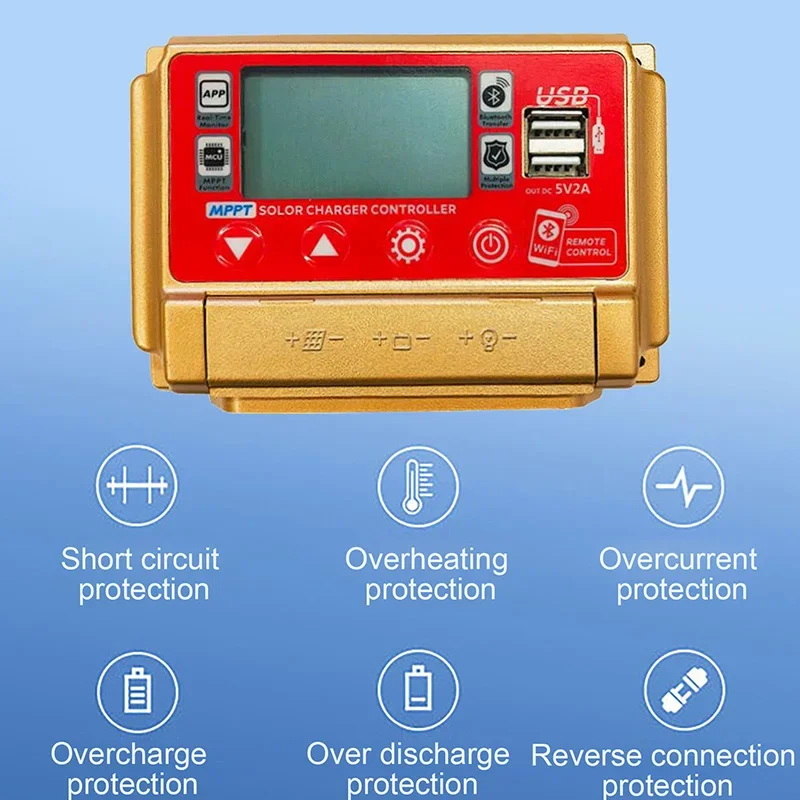 Imagem -05 - Hin 30 40 50 60a Bluetooth Wifi Controller Solar Dual Usb Output Lcd Display Mppt Painéis Solares Intelligentes Controlador de Charge de Batería