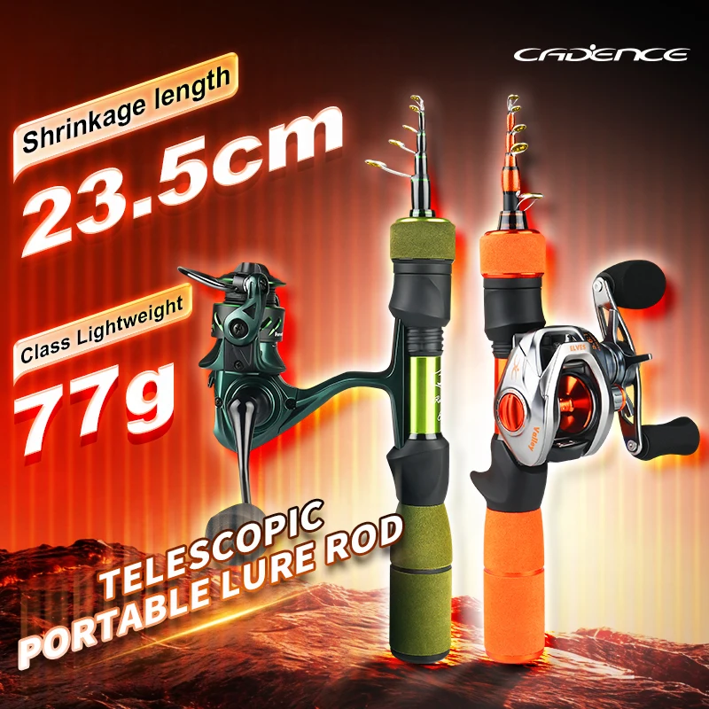 Cadence Elves – ensemble de pêche télescopique ultraléger, canne à micro-leurre portable multi-sections UL BC L/R, SP universel