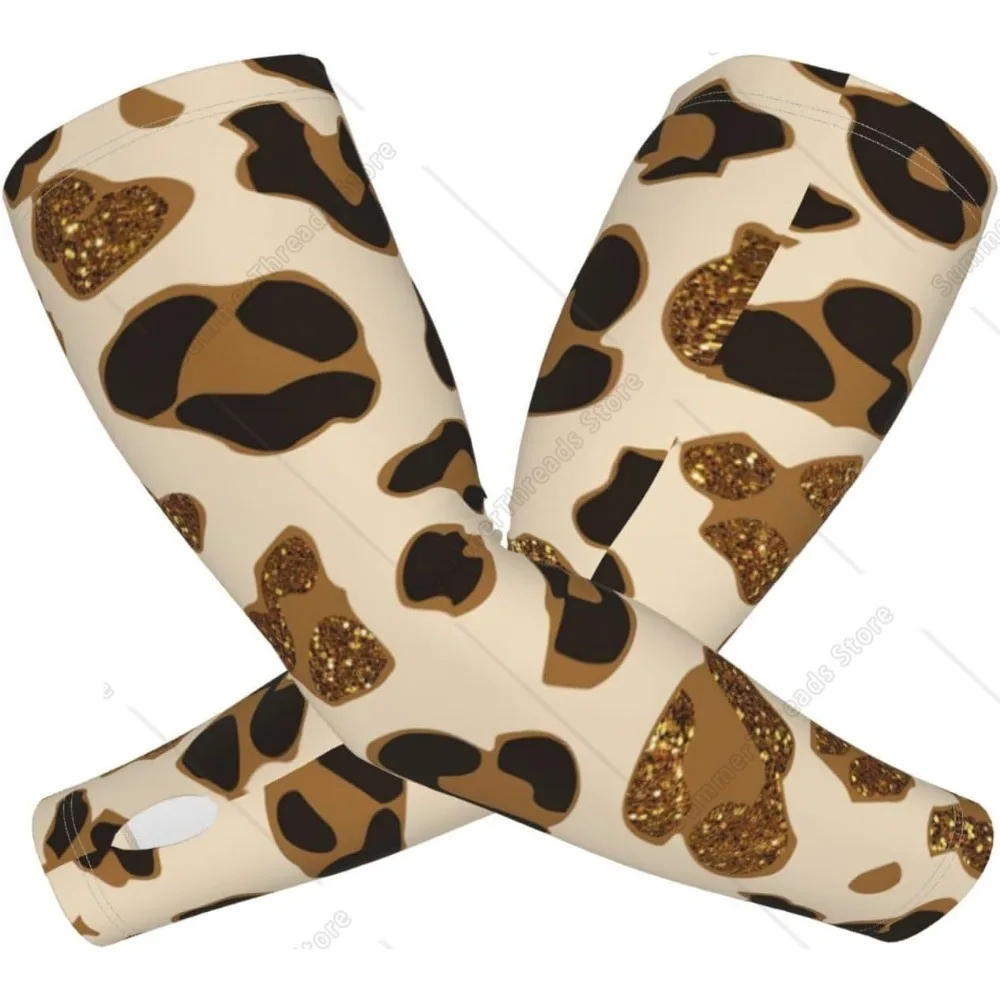 Animal leopardo impressão adulto gelo seda resfriamento braço capa proteção e dedo buraco resfriamento braço capa leve