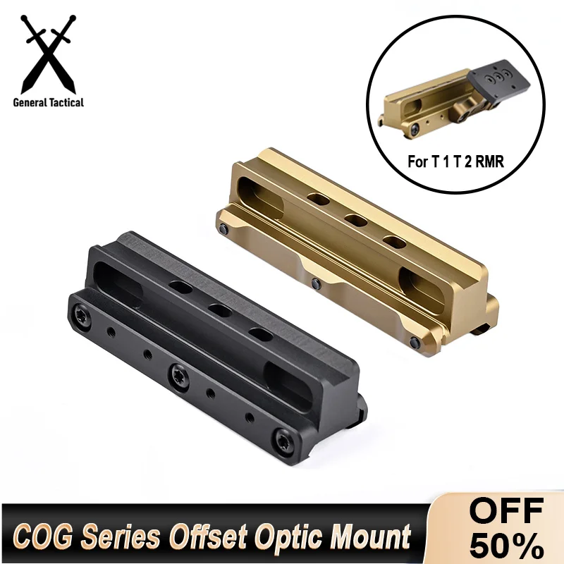 UNIT COG Series Offset Optic Mount Tactical Sight Metal Base For 20mm Rail T 1 T 2 RMR Quick Airsoft Hunting Scope Adapter Mount