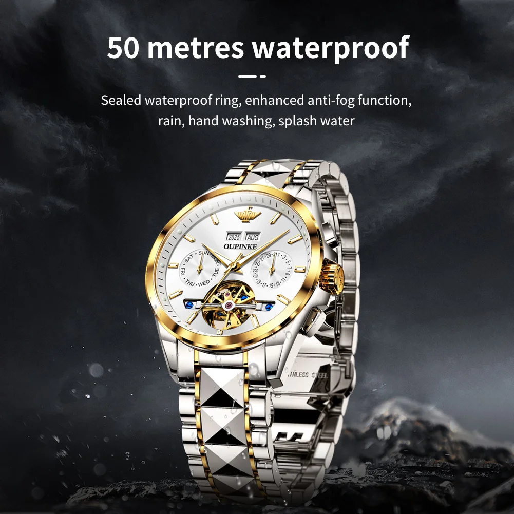 OUPINKE 3290 ساعة رجالية ميكانيكية أصلية تاريخ الطلب الفرعي العلامة التجارية الفاخرة التلقائي لف حركة الساعات للرجال #2
