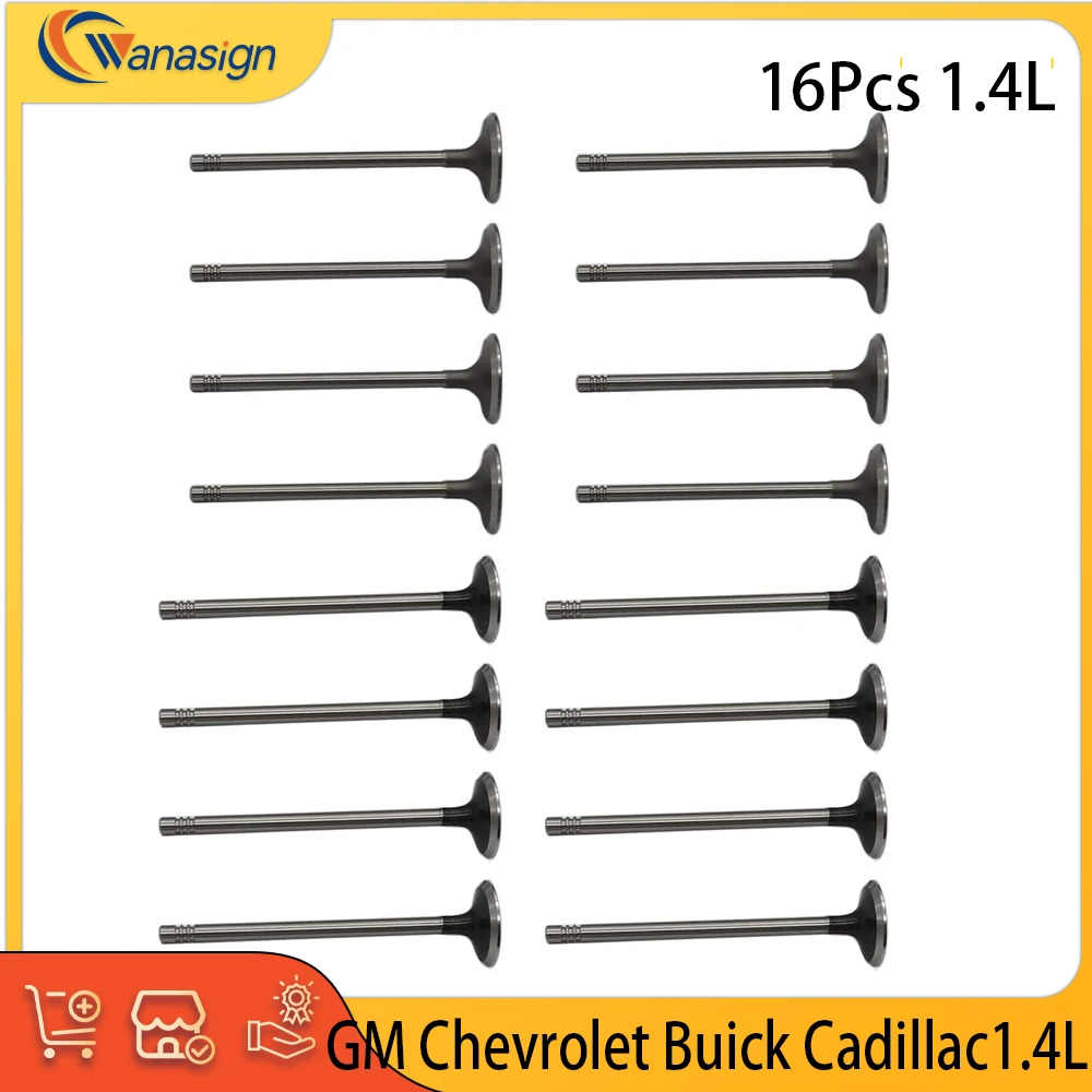 

Engine Intake Exhaust Valves 16Pcs Kit Fit 1.4 L L4 GAS DOHC LWD LDD A 14 NET LUJ For GM Chevrolet Cruze Buick Cadillac ELR 1.4L