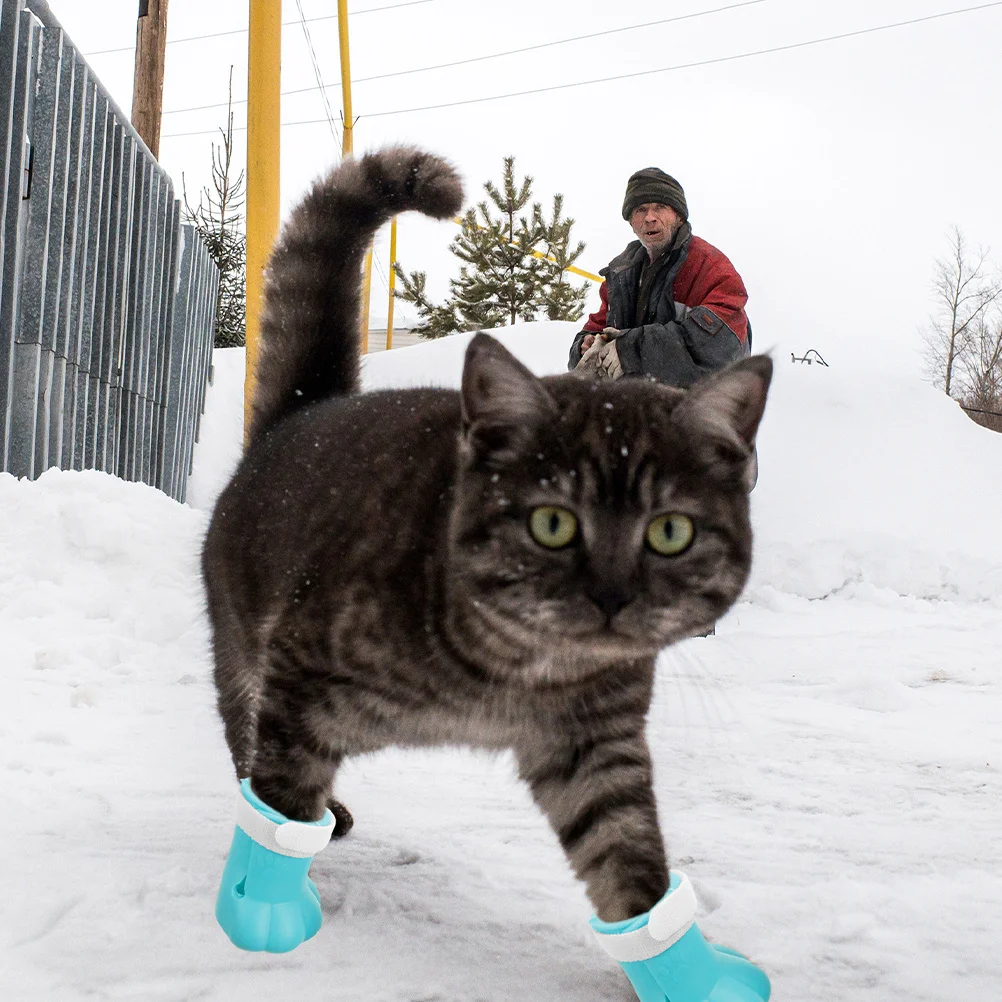 

4Pcs Cat Foot Cover Anti-Scratch Boots Adjustable Straps for Bathing and Hospital Visits Pet Shoes Cat Shower Boots