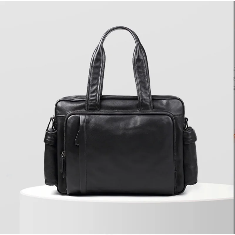 

New leather men's bag, casual tote, men's briefcase, fashionable business travel bag, large capacity men's handbag