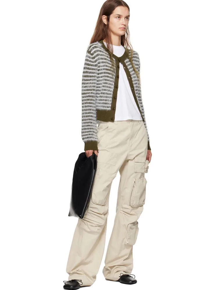 

Woman clothing y2k fall and winter three-dimensional pocket wide-leg pants cotton Woman trousers 2024 new Sports pants for women