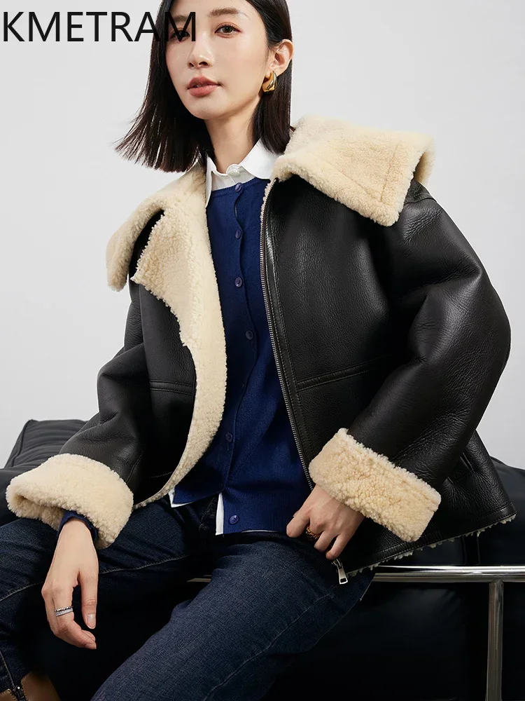 Natural Sheepskin Fur Jacket Women Winter Leather Jackets Woman Real Merino Wool Short Fur Coat Womans Clothing 2024 Fourrure