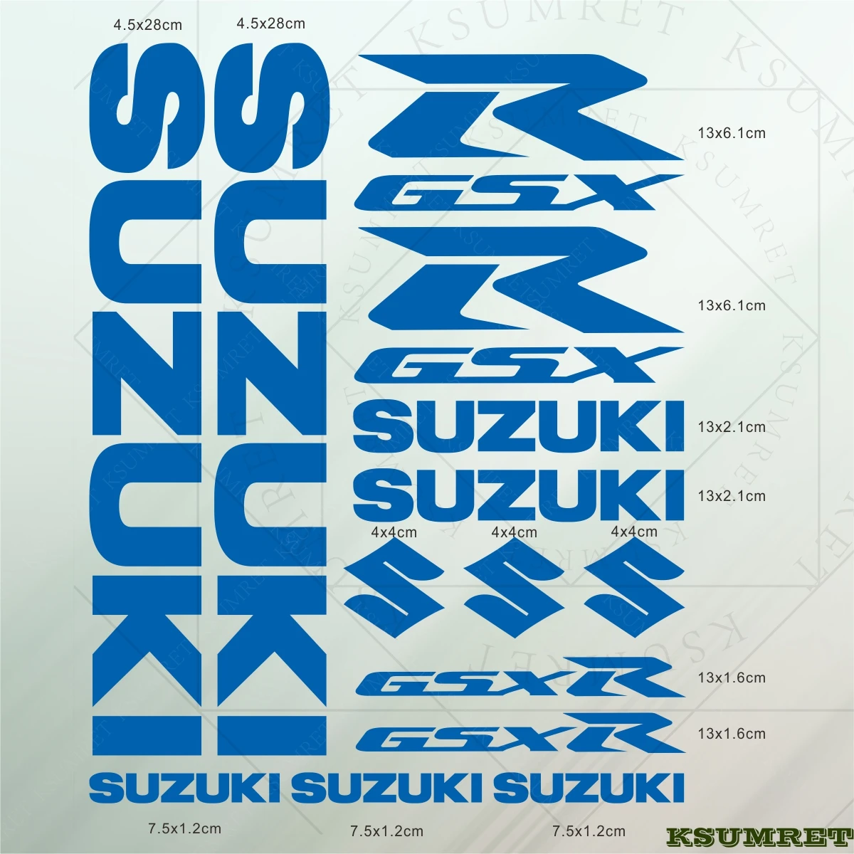 Suzuki Stickers GSXR Logo Motorcycle Tank Helmet Emblem Decals Set