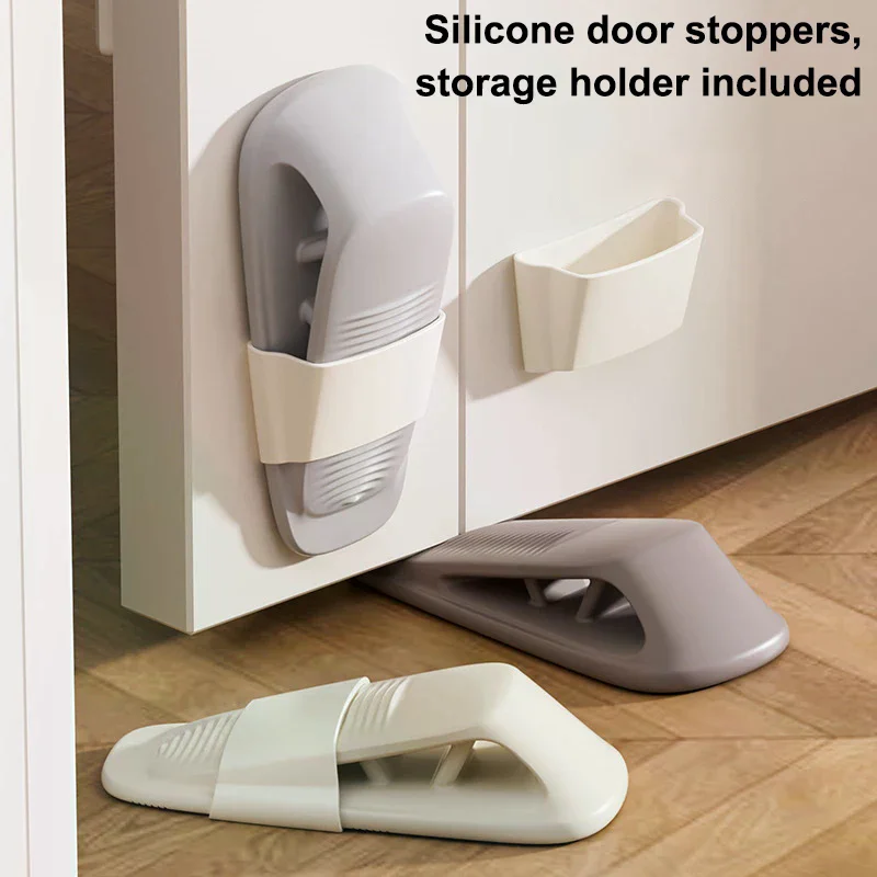 1pc New Silicone Door Stoppers, Anti-collision Door Closers, Door Locks, Windproof And Fixed, Retractable And Drill-free.