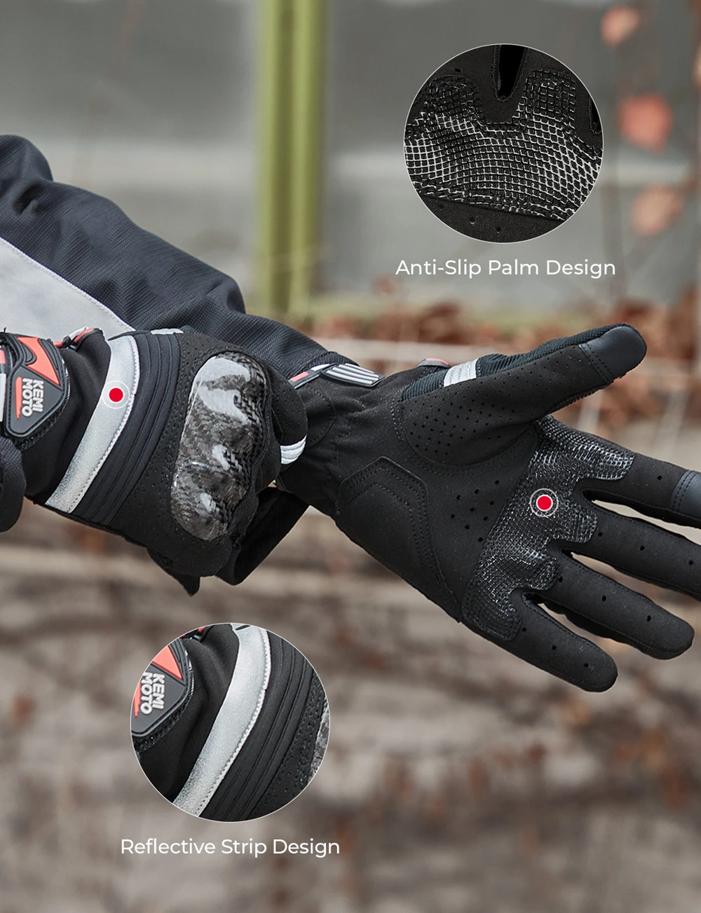 KEMiMOTO Motorradhandschuhe CE Sommer Atmungsaktive Rennhandschuhe Kohlefaser Leder Touchscreen Luvas Motocross Schutzausrüstung