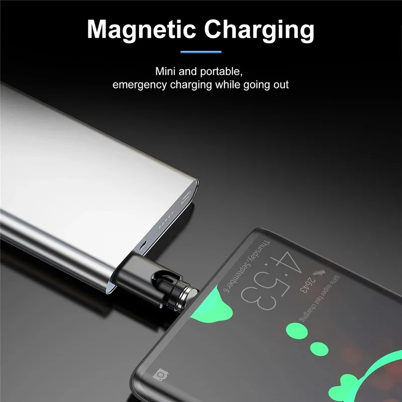 Magnetic Adapter USB To Micro USB Type C Portable 3A Fast Charging Cable 540 Rotation Connector For Xiaomi Samsung iPhone 14 Pro