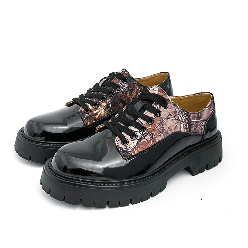 

Men's Patent Leather Shoes Thick Sole Height Formal Casual Oxfords for Wedding Party Comfortable Shiny Versatile Gentleman Shoes