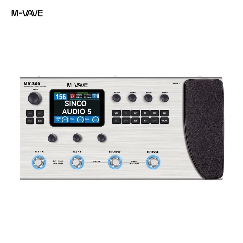 

M-VAVE MK300 Guitar Multi-Effect Processor | ANN Neural Modeling 120AMP/360FX | 10h Battery+300s Looper+128 Drum MIDI DAW