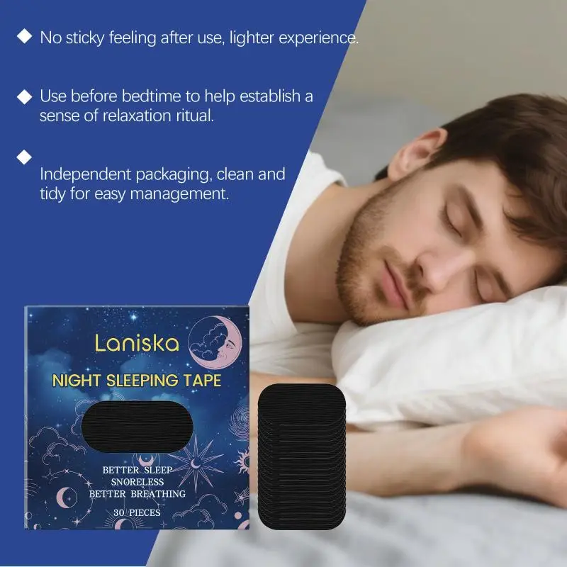 30Pcs Anti Snoring Sleep Mouth Tape Best Breathing Nasal Strips Improved Sleeping Keep Mouth Close Prevent Snoring