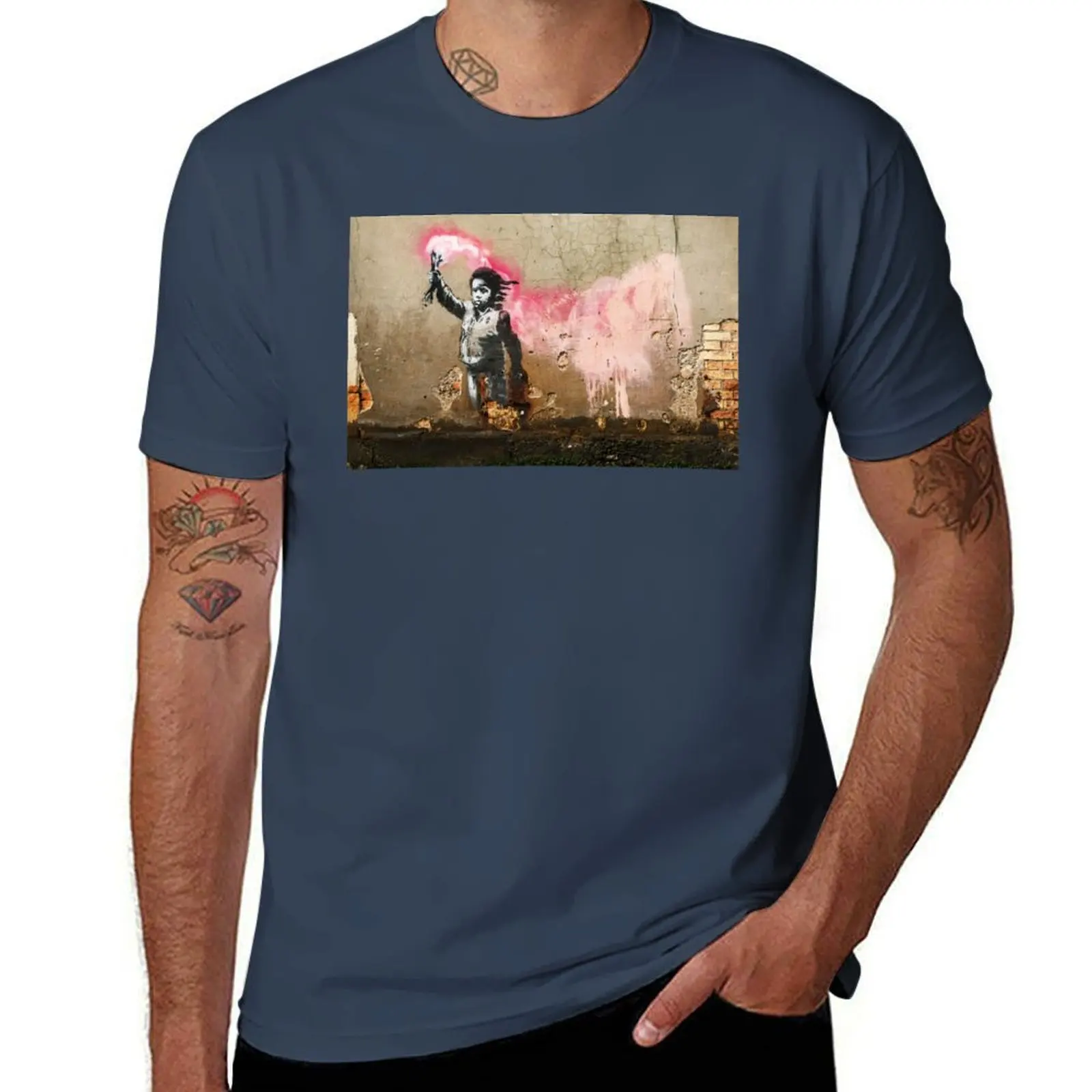 

Banksy Migrant Child Mural Venice T-Shirt Independence Day Short Sleeve T-Shirt