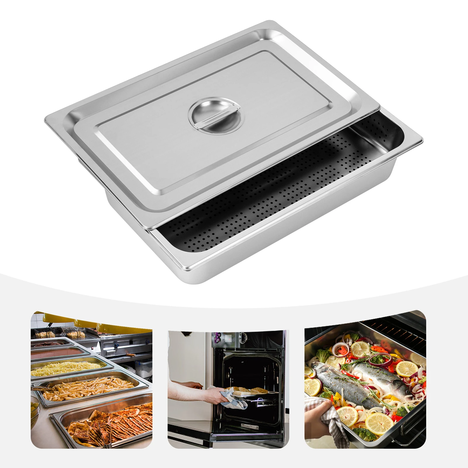 

Multifunctional Stainless Steel Steam Pan Set, Electrolytic Surface Non-stick, Ideal Gift for Restaurant/Catering/Family Cooking